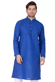 Blue Cotton Linen Blend Kurta