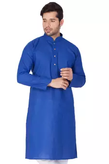 Blue Cotton Linen Blend Kurta