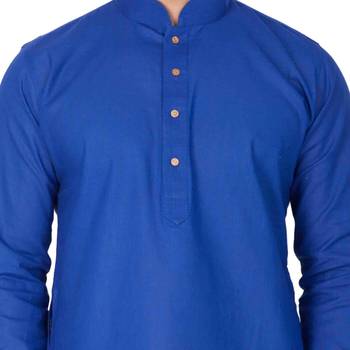 Blue Cotton Linen Blend Kurta 4