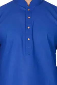 Blue Cotton Linen Blend Kurta