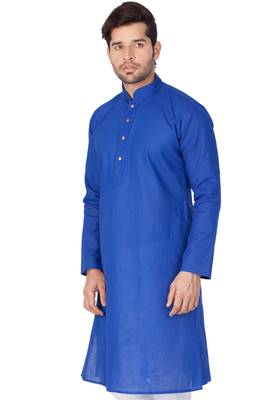Blue Cotton Linen Blend Kurta 5