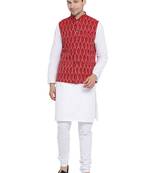 White woven linen kurta-pajama