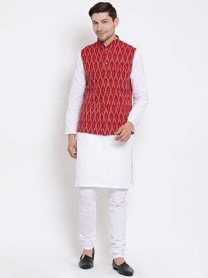 White woven linen kurta-pajama 2