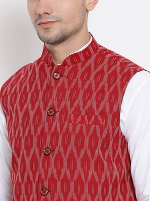 White woven cotton kurta-pajama 4