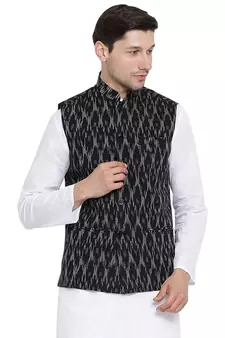 White woven linen kurta-pajama