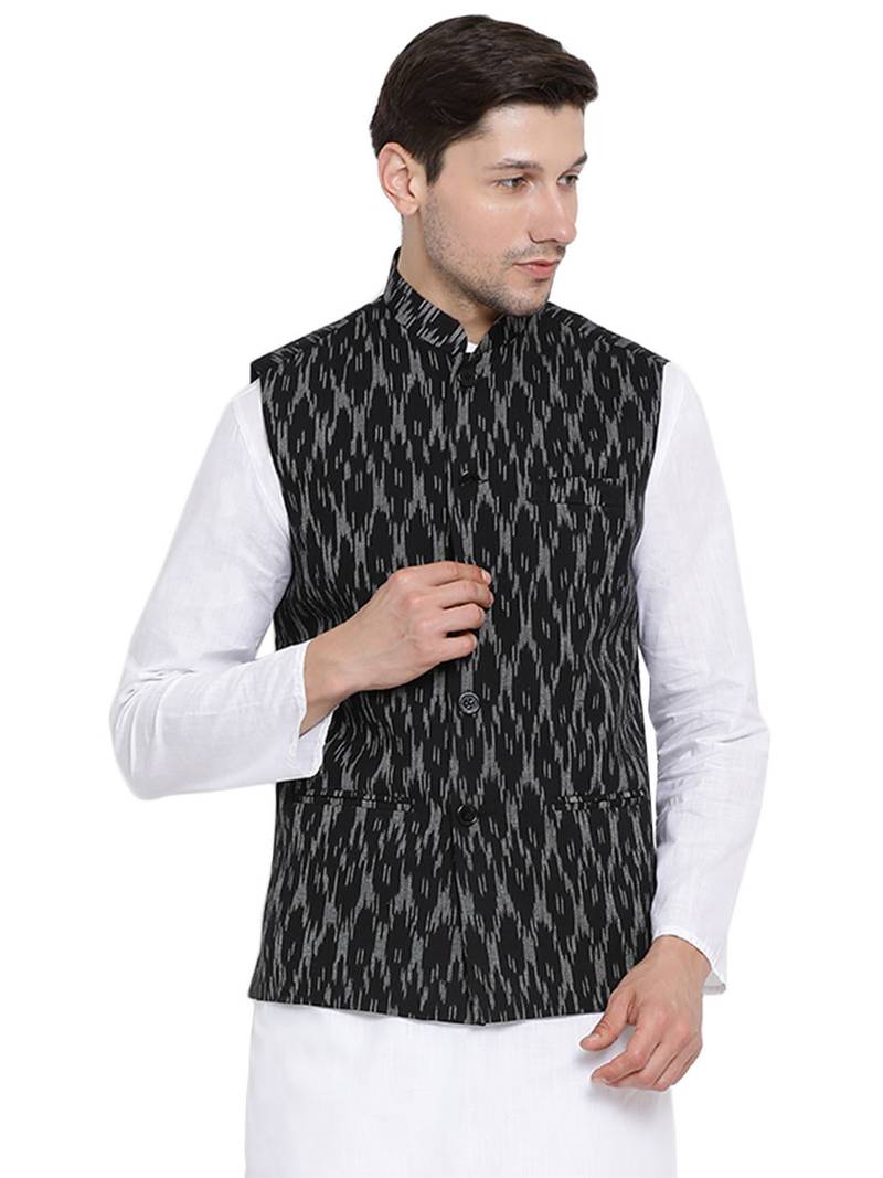 White woven linen kurta-pajama