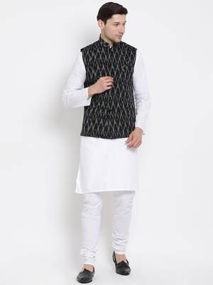 White woven linen kurta-pajama 2