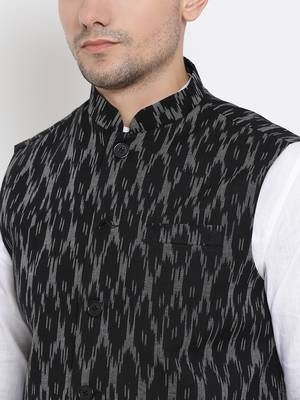 White woven linen kurta-pajama 4