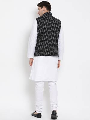 White woven linen kurta-pajama 5