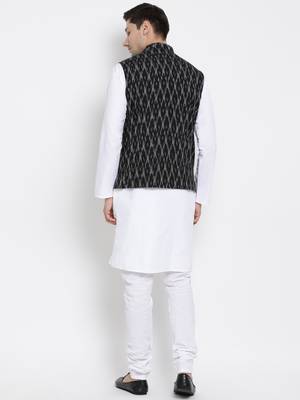 White woven cotton kurta-pajama 5
