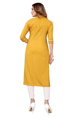 Mustard Colored Panal Embroidered Kurta 2
