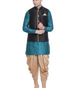 Green woven silk blend dhoti-kurta
