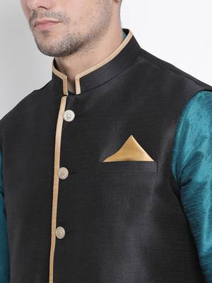 Green woven silk blend dhoti-kurta 4
