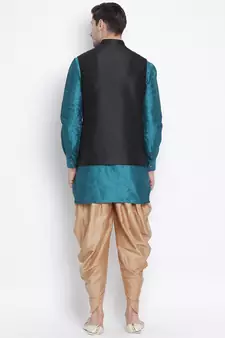 Green woven silk blend dhoti-kurta