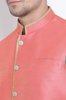 Green woven silk blend dhoti-kurta