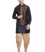 Blue woven silk blend dhoti-kurta