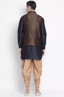 Blue woven silk blend dhoti-kurta