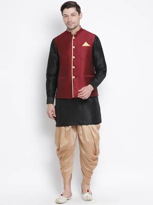 Black woven silk blend dhoti-kurta 2