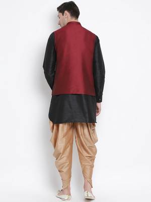 Black woven silk blend dhoti-kurta 5