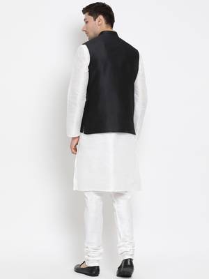 White woven silk blend kurta-pajama 5