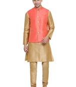 Gold woven silk blend kurta-pajama