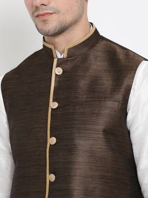 White woven silk blend kurta-pajama 4