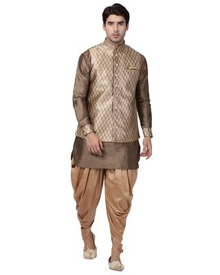 Gold Woven Silk Blend Dhoti-Kurta 1