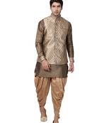 Gold Woven Silk Blend Dhoti-Kurta