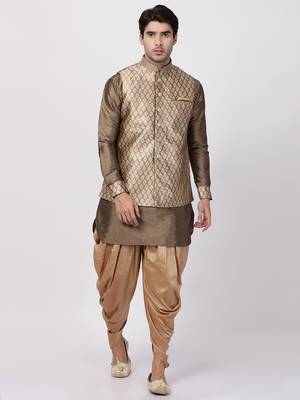 Gold Woven Silk Blend Dhoti-Kurta 2