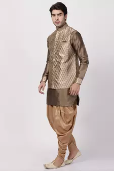 Gold Woven Silk Blend Dhoti-Kurta