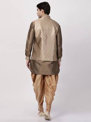 Gold Woven Silk Blend Dhoti-Kurta 5