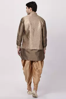 Gold Woven Silk Blend Dhoti-Kurta