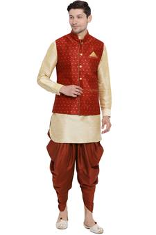 Gold Woven Silk Blend Dhoti-Kurta