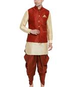 Gold Woven Silk Blend Dhoti-Kurta