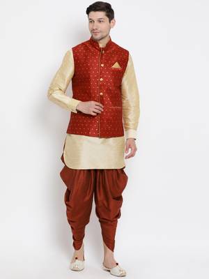 Gold Woven Silk Blend Dhoti-Kurta 2