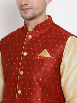 Gold Woven Silk Blend Dhoti-Kurta 4