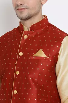 Gold Woven Silk Blend Dhoti-Kurta