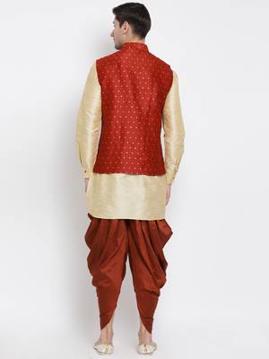 Gold Woven Silk Blend Dhoti-Kurta 5