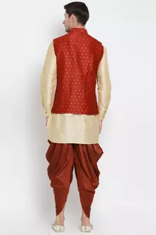 Gold Woven Silk Blend Dhoti-Kurta