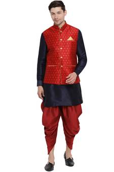 Blue Woven Silk Blend Dhoti-Kurta