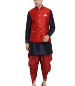 Blue Woven Silk Blend Dhoti-Kurta