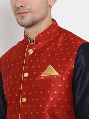 Blue Woven Silk Blend Dhoti-Kurta 4