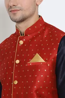 Blue Woven Silk Blend Dhoti-Kurta