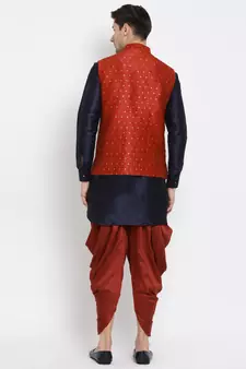 Blue Woven Silk Blend Dhoti-Kurta