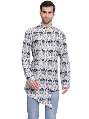 Grey Cotton Blend Short Kurta 1