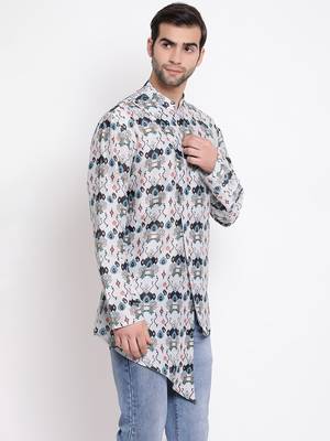 Grey Cotton Blend Short Kurta 3