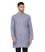 Grey Cotton Blend Short Kurta