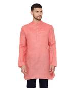 Men'S Pink Cotton Blend Short Kurta