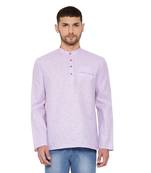 Purple Cotton Blend Short Kurta