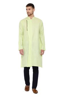 Men'S Green Cotton Blend Kurta